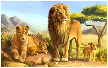 Потребителски стенописи 3d фото тапет Съвременно степное животното лъв семеен начало декор хол тапети за стените, 3 d, на роли