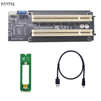 NVME/Mini PCIE/PCI Express X1 към Dual PCI Странично Card Високоефективен Адаптер Конвертор USB 3.0 Кабел за Настолни КОМПЮТРИ ASM1083 Чип