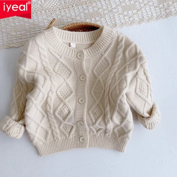 IYEAL/Детски вязаный жилетка за малки момчета, Обикновен Пуловер, детски Топ с ромбовидным модел, есенна детски дрехи от 0 до 5 години