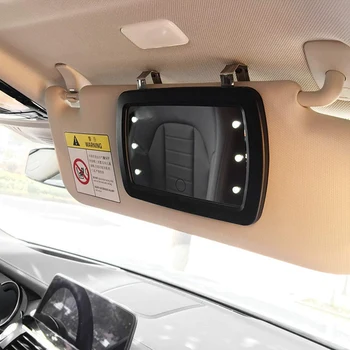 Автомобилно Огледало на сенника с Led Подсветка За Грим, Слънцезащитно Козметично Огледало, Скоба за Грим, Огледало с прес-екран за Жени